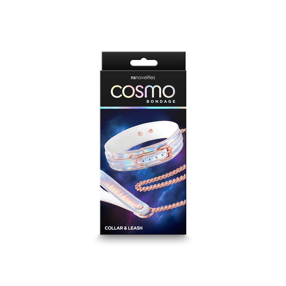 Cosmo Bondage Collar & Leash Rainbow Cosmo Rainbow holographic collar and leash retail package