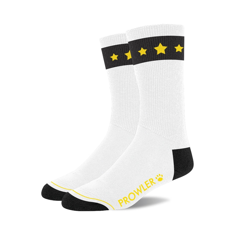 Prowler Gold Star Socks Pair of white Prowler socks with yellow stars and black trim