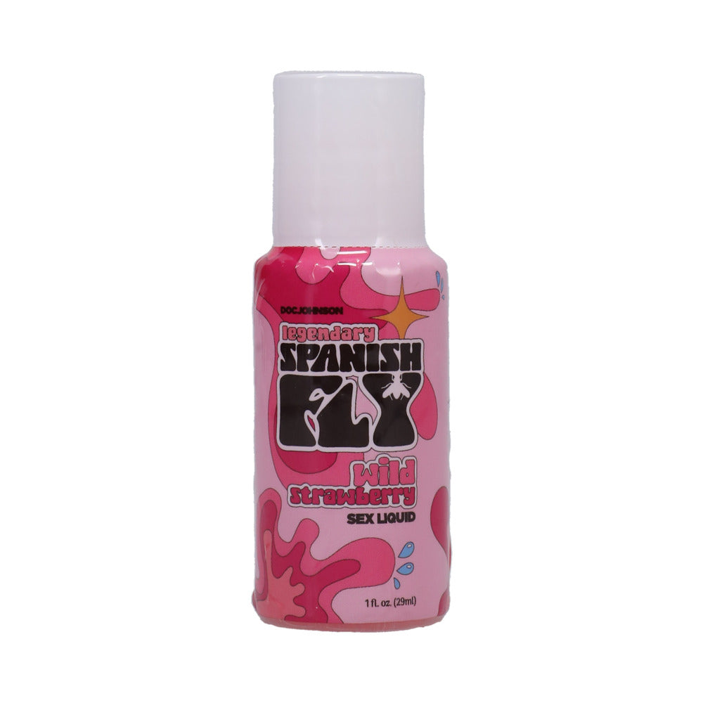 Spanish Fly Sex Liquid Wild Strawberry 1 oz. Bulk one-ounce Spanish Fly Wild Strawberry bottle with pink camouflage label