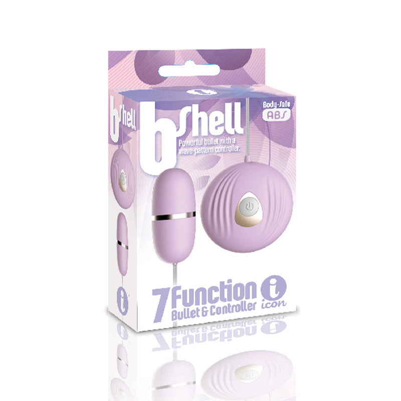 The 9''s b-Shell Bullet Vibe Purple Purple b-Shell egg bullet and shell controller pictured on retail box