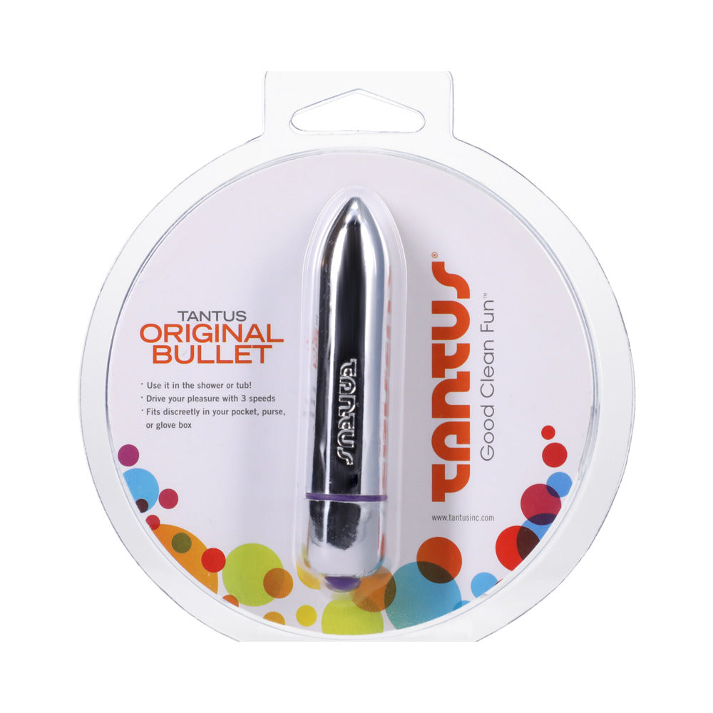 Tantus 3-Speed Original Bullet Vibrator Tantus Original silver bullet vibrator in round retail package