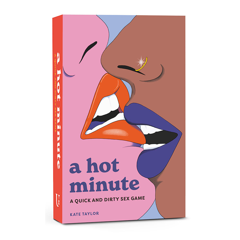A Hot Minute: A Quick and Dirty Sex Game Pink A Hot Minute game box with multicolor illustrated lips on cover