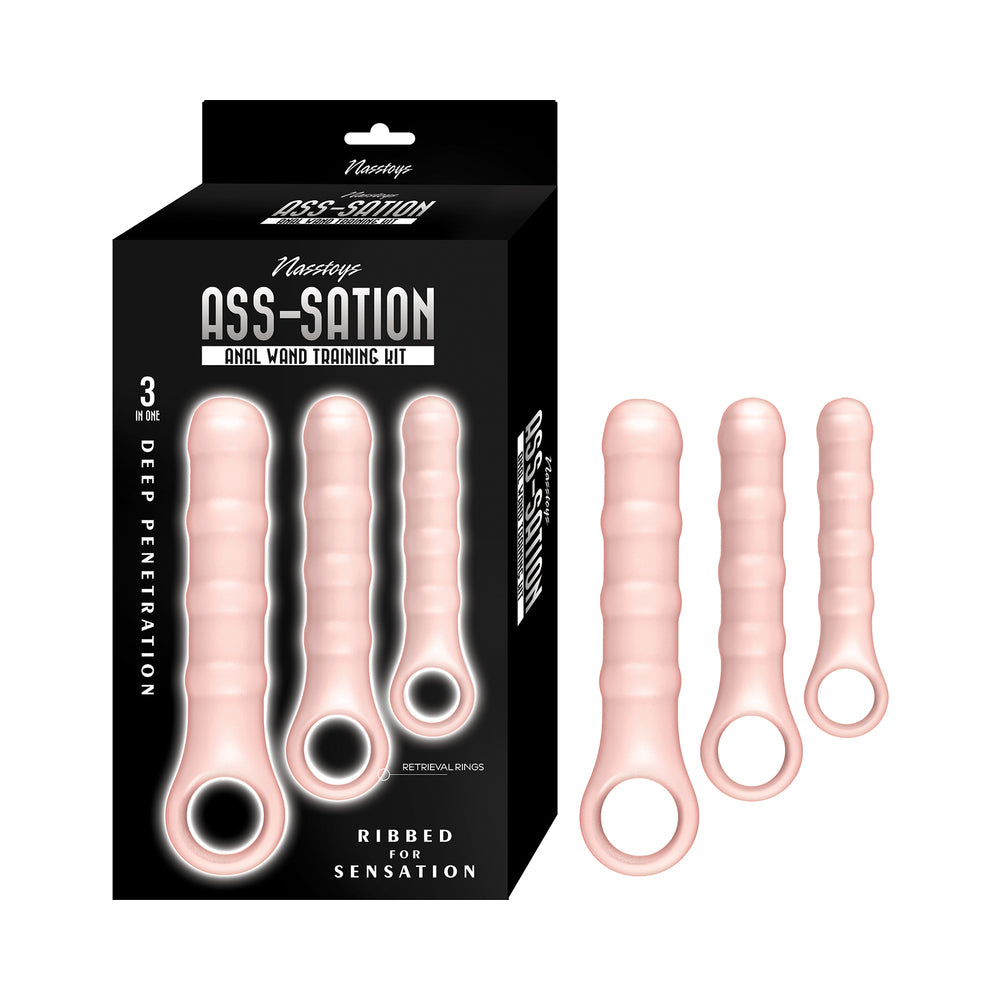 Ass-Sation Anal Wand Training Kit Beige Nasstoys Ass-Sation beige Anal Wand Training Kit retail box and wands
