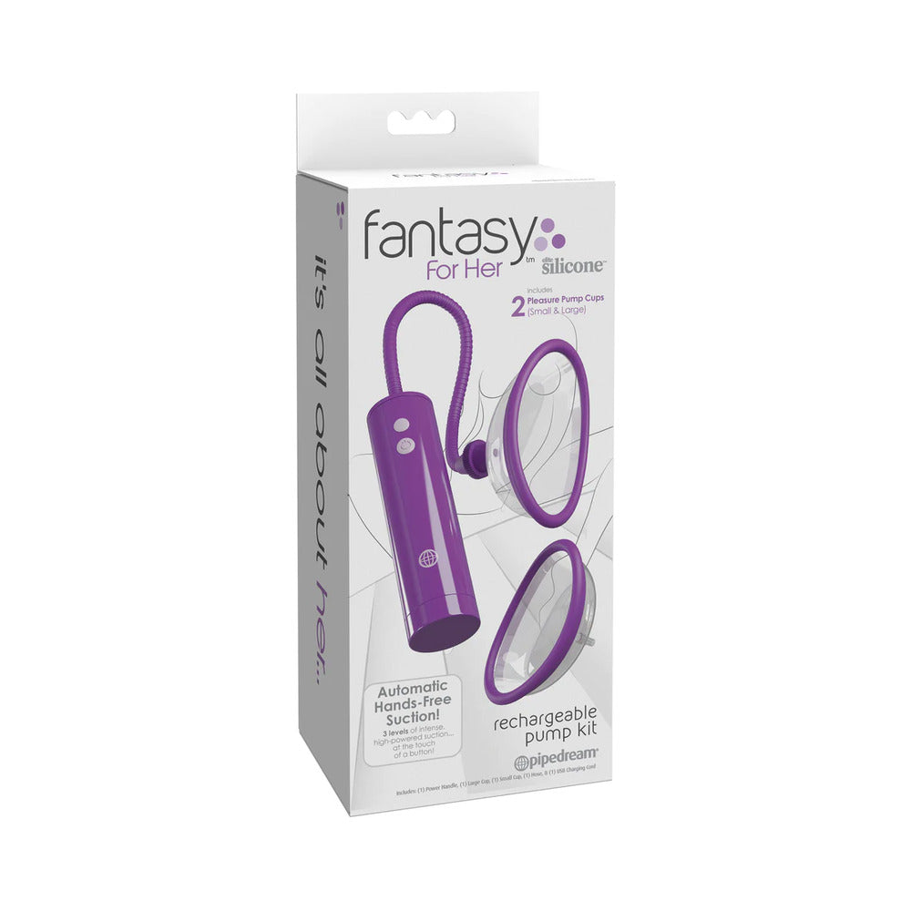 Fantasy For Her Rechargeable Pussy Pump Kit Silicone Fantasy for Her rechargeable purple pump kit retail box