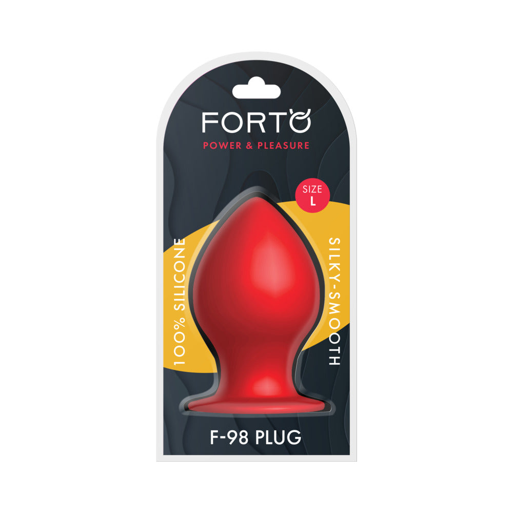 Forto F-98 Cone Silicone Anal Plug Large Red Forto F-98 large red cone plug in retail package