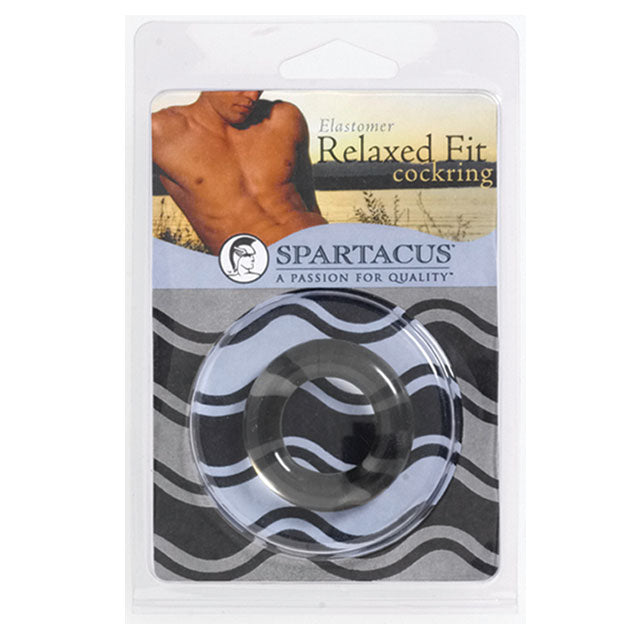 Relaxed Fit Elastomer Cock Ring (Black) Black Spartacus Relaxed Fit elastomer ring in blister pack