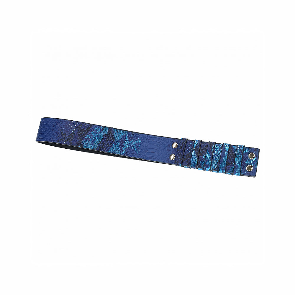 Ouch! International Florence Collection Paddle Blue blue and black snakeskin Florence leather paddle with gold studs