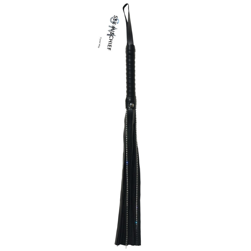 Sportsheets Sex & Mischief Crystal Whip Black Sportsheets Crystal Whip full-length black whip with crystal strand and narrow tails