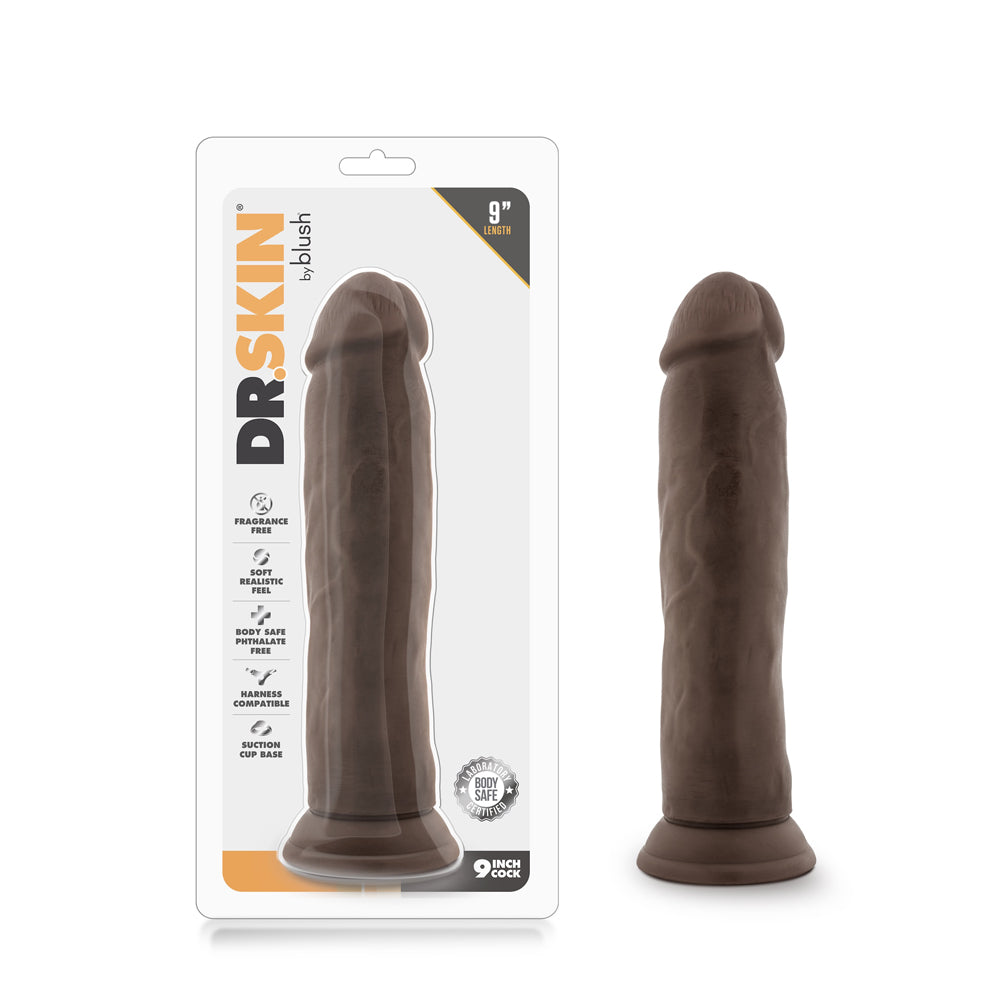 Dr. Skin Realistic 9 in. Dildo Brown Brown Dr. Skin 9-inch dildo with clear retail package