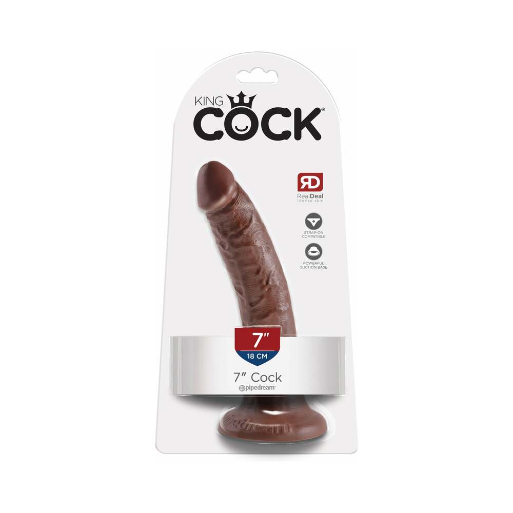 King Cock 7 in. Cock Realistic Dildo With Suction Cup Brown Pipedream King Cock 7-Inch Brown Dildo retail card front