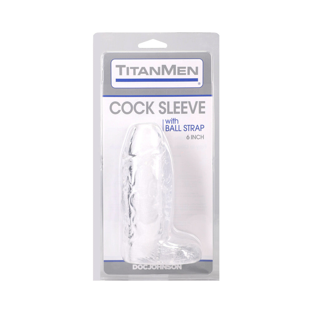 TitanMen Cock Sleeve with Ball Strap 6 in. Clear TitanMen Cock Sleeve with Ball Strap 6 in. Clear