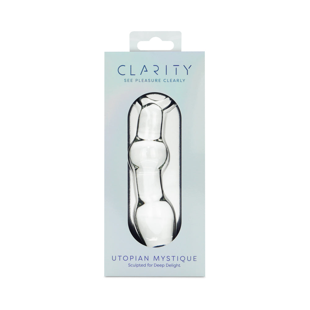 Clarity Utopian Mystique Glass Dildo Clarity Utopian Mystique clear sculpted glass dildo in box