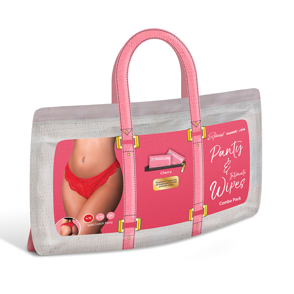Magic Silk Sweetums Split Crotch Panty Cherry Queen Size Magic Silk Sweetums cherry split-crotch panty combo pack in display bag