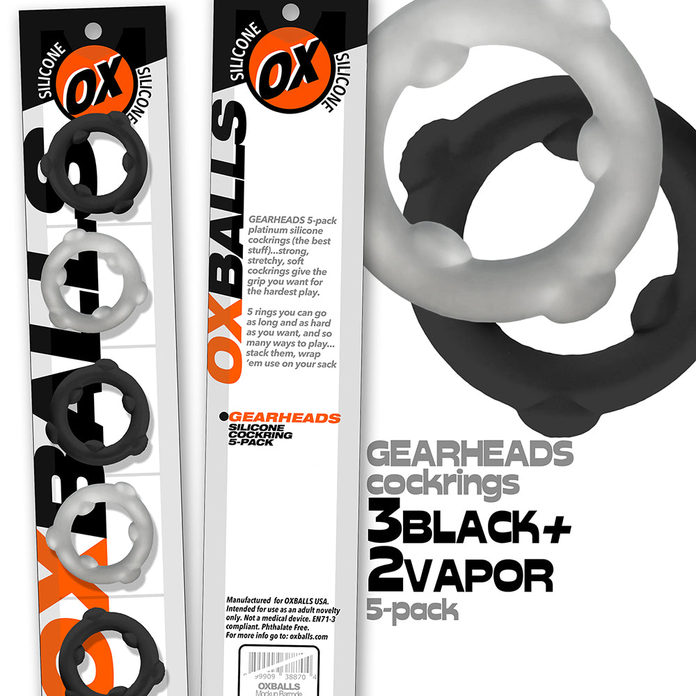 Oxballs Gearheads 5-Pack Spinner Rings Black/Vapor Oxballs Gearheads five-pack with black and Vapor spinner rings