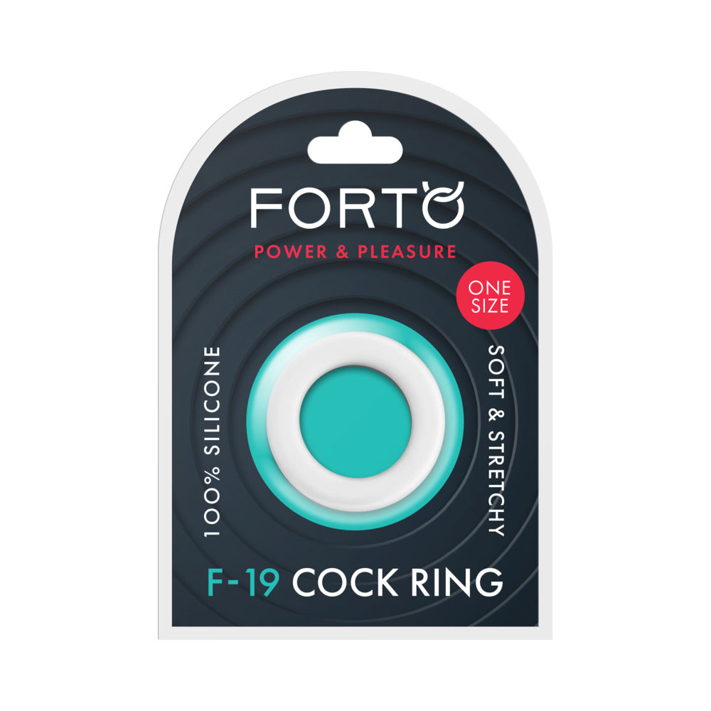 Forto F-19 Liquid Silicone 2-Tone Cockring Black/White Forto F-19 black and white cock ring in retail package