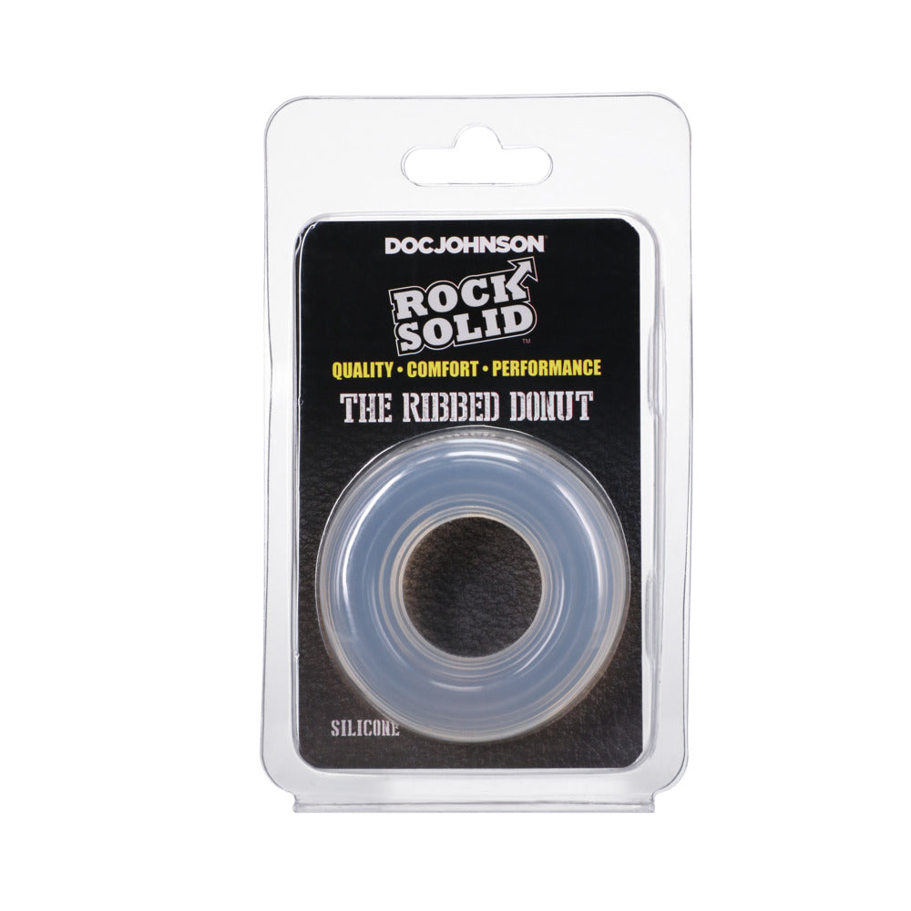 Rock Solid Ribbed Sila-Stretch Donut 1in Rock Solid Clear Ribbed Donut Ring in blister package