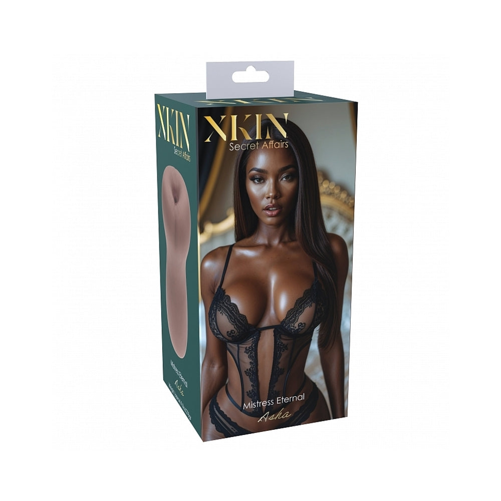 Xkin Secret Affairs Asha Stroker Brown Xkin Asha brown stroker box with black lingerie artwork