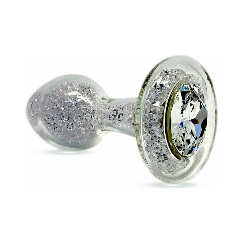 Crystal Delights Sparkle Plug Clear clear glass plug filled with silver sparkle and clear crystal base