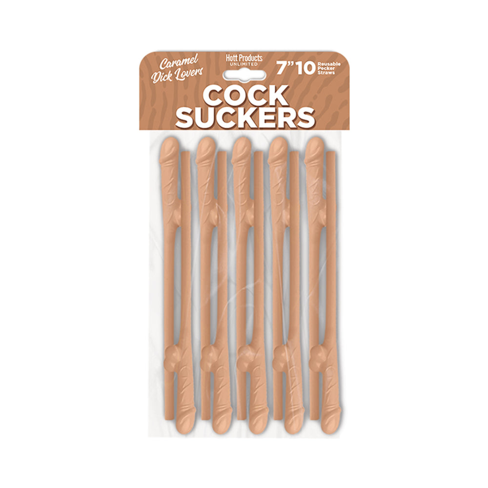 Skins Pecker Straws Caramel Lovers (10-Pack) Ten tan Skins Pecker Straws in clear retail package