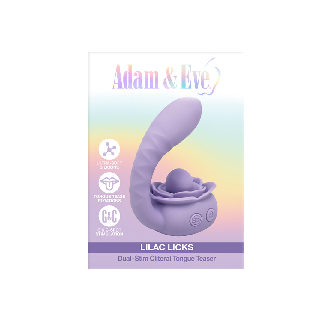 Adam & Eve Lilac Licks Adam and Eve Lilac Licks dual vibrator in retail card