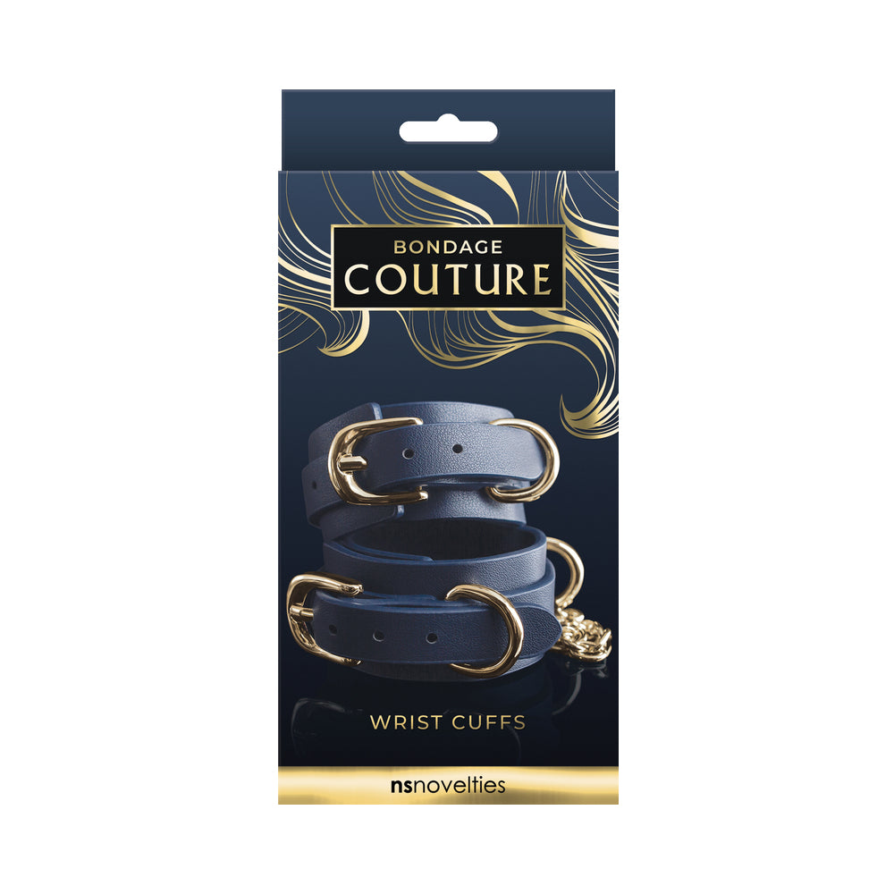 Bondage Couture Wrist Cuffs Blue Bondage Couture blue wrist cuffs in navy retail package