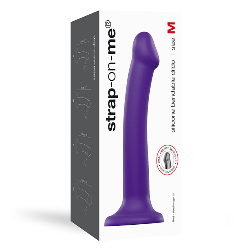 Strap-On-Me Bendable Dual-Density Silicone Suction Cup Dildo Purple M Purple medium Strap-On-Me silicone dildo with flared base and box