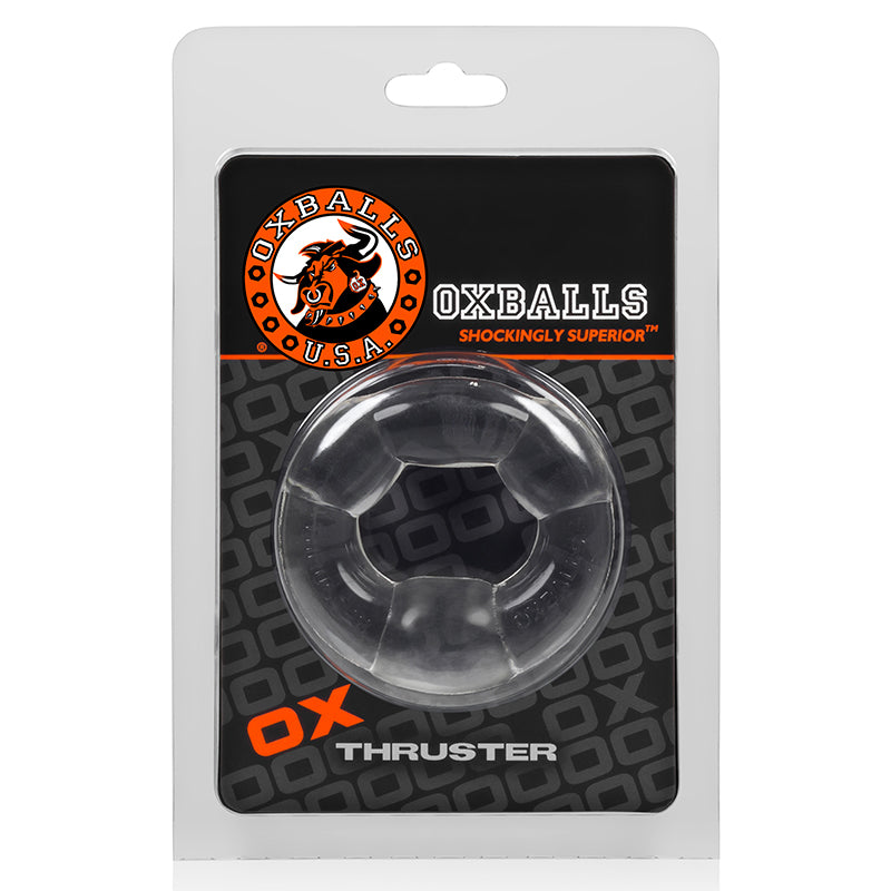 OxBalls Thruster Cockring, Clear OxBalls Thruster Clear Thick Ring in hanging package