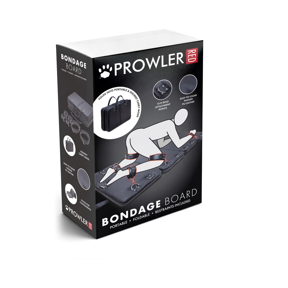 Prowler RED Bondage Board with Restraints Prowler RED folding black bondage board with restraints retail box with board photograph and feature icons