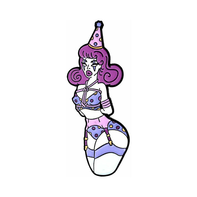 Geeky & Kinky Rope Clown Enamel Pin purple Rope Clown enamel pin with curled hair, pointed cap and violet ropes