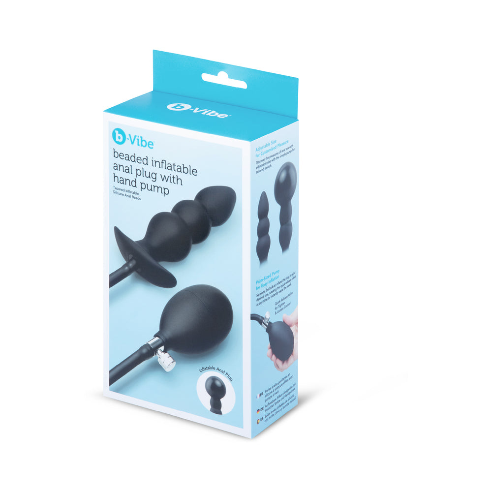 b-Vibe Beaded Inflatable Anal Plug with Hand Pump b-Vibe black inflatable plug retail box front