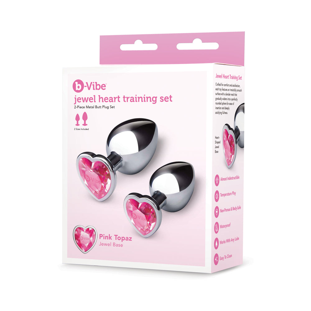 b-Vibe Jewel Metal Training Plug Set b-Vibe Jewel silver training plug set in pink retail box