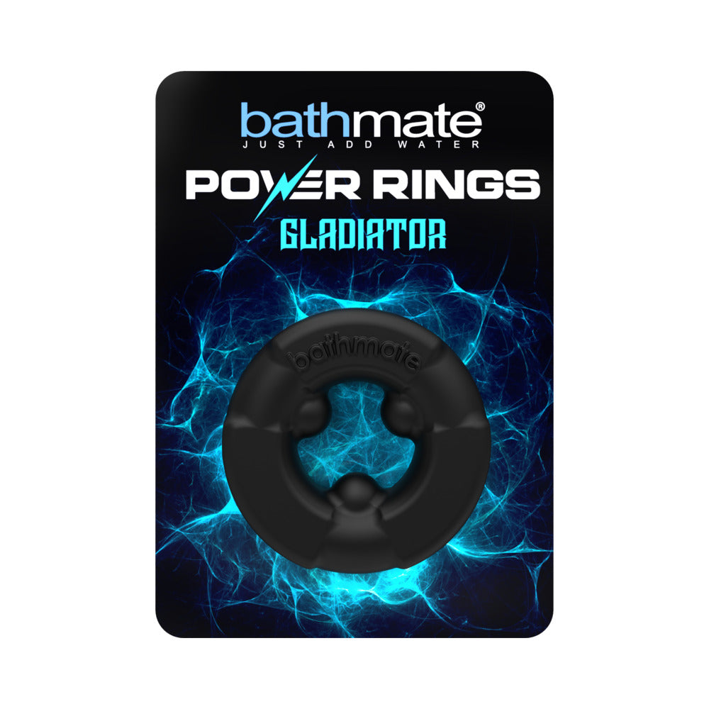 Bathmate Power Rings - Gladiator Black Bathmate Gladiator power ring on blue retail card