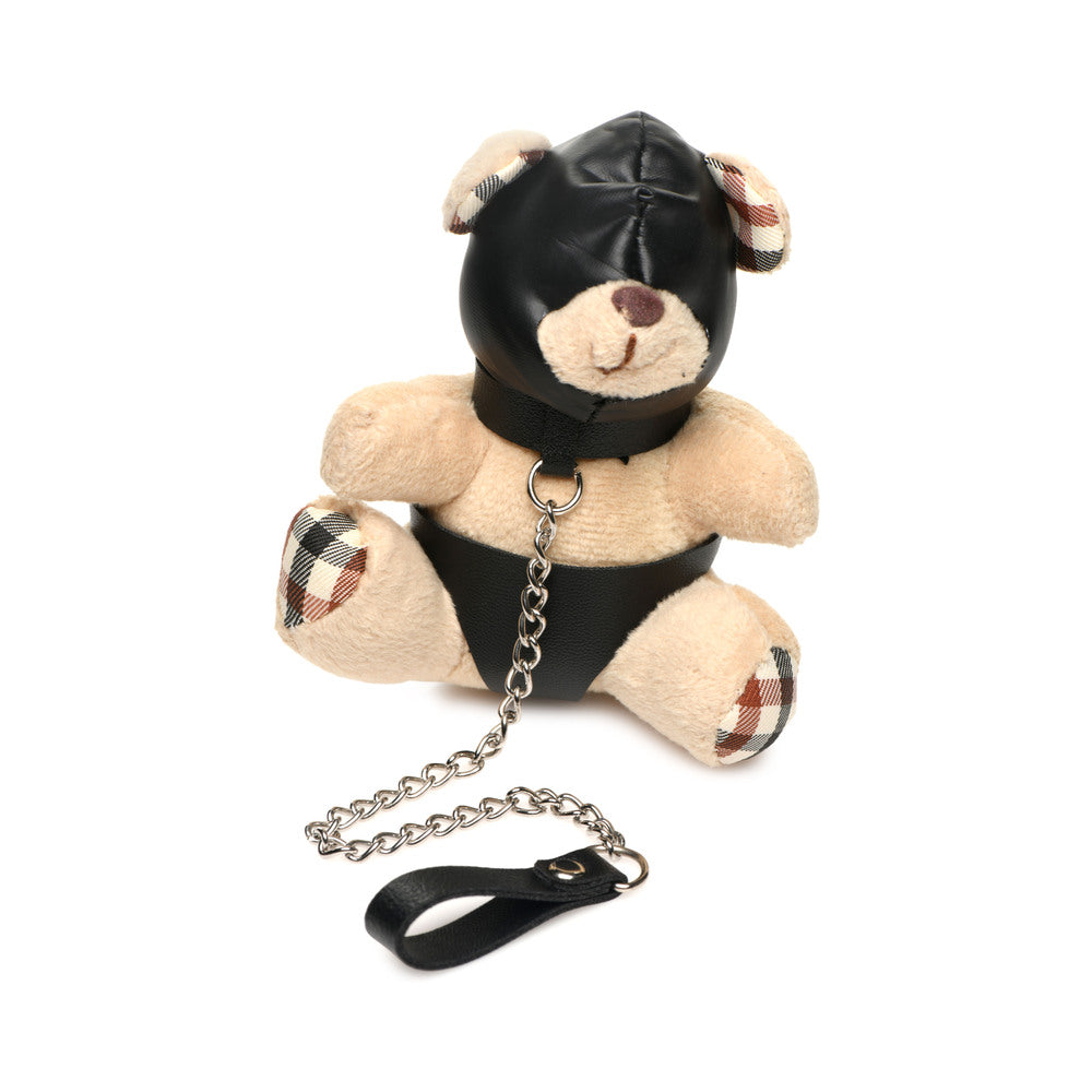 Master Series Hooded Teddy Bear Keychain tan hooded teddy bear keychain with silver chain and black wrist loop