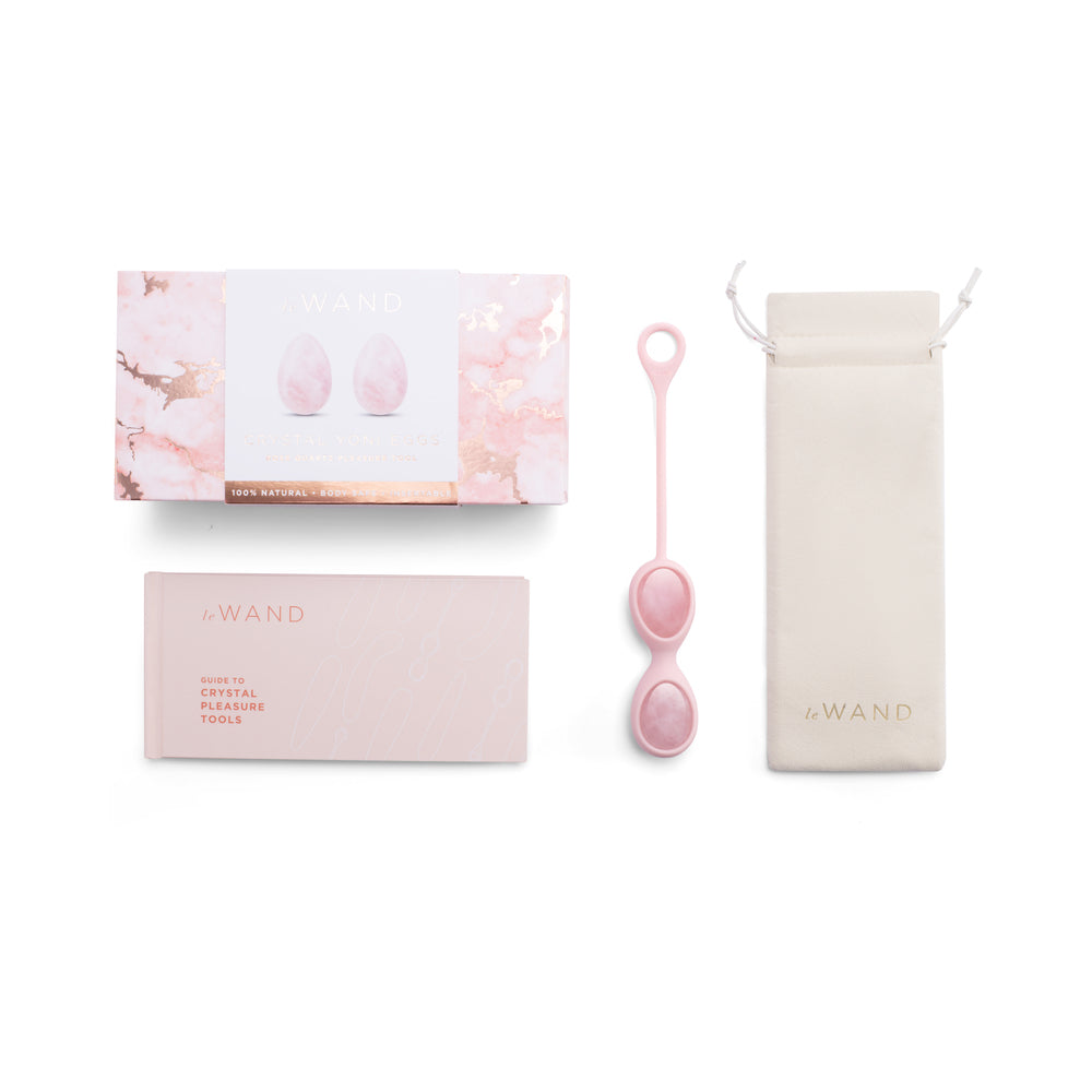 Le Wand Crystal Yoni Eggs Rose Quartz rose quartz Le Wand Yoni Egg set with pink ring, boxes and storage pouch
