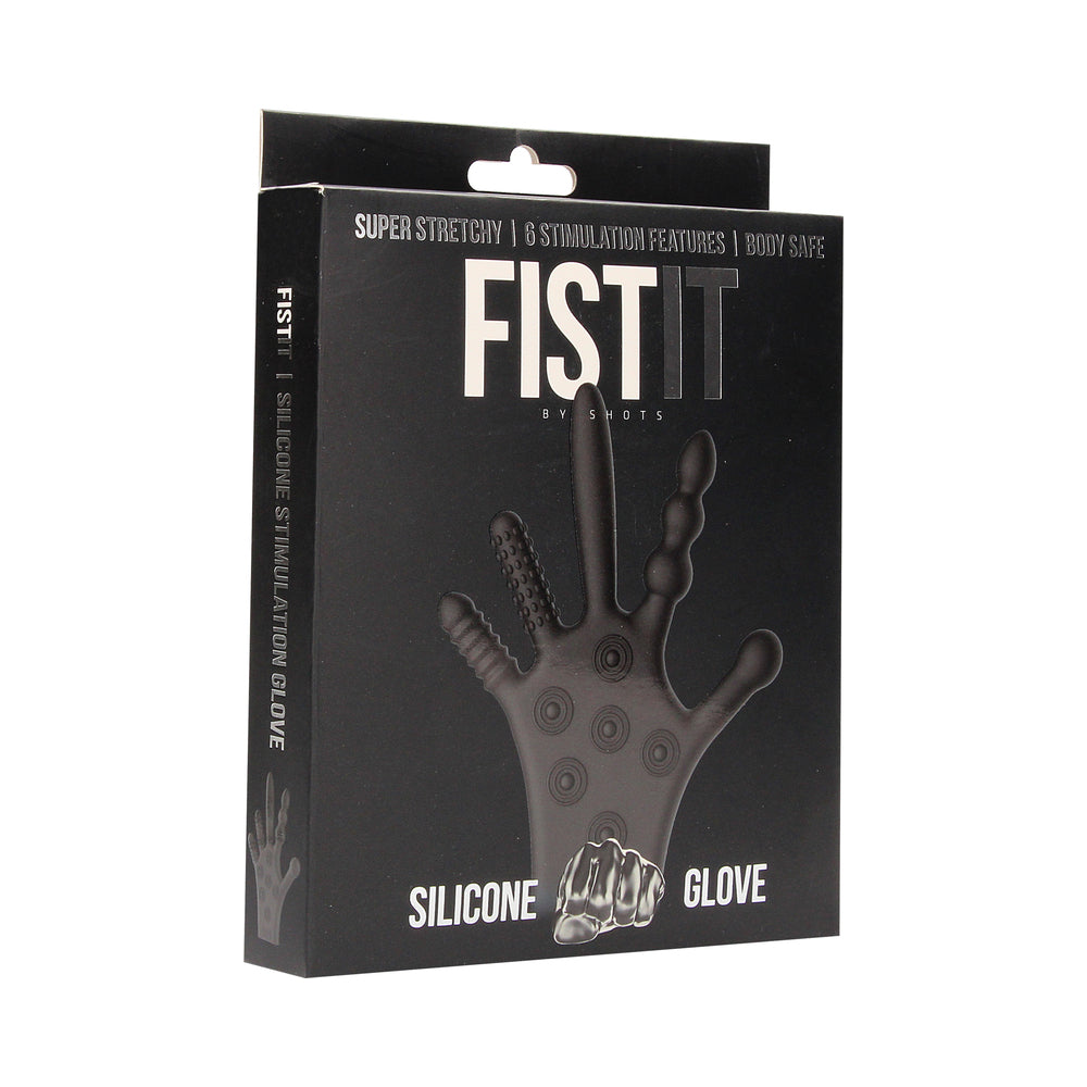 Fist It Silicone Stimulation Glove Black Shots Fist It black silicone stimulation glove retail box front