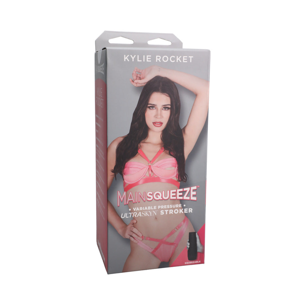 Main Squeeze Kylie Rocket ULTRASKYN Stroker Pussy Vanilla Kylie Rocket Main Squeeze ULTRASKYN stroker in gray and coral hanging box