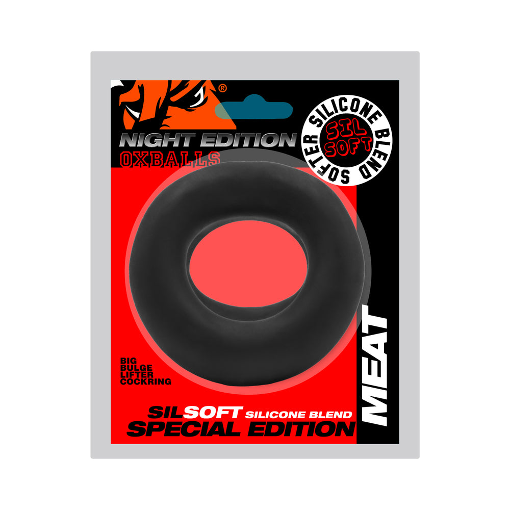 Oxballs Meat Big Bulge Lifter Cockring Special Edition Night Oxballs Meat Night black padded silicone cock ring package