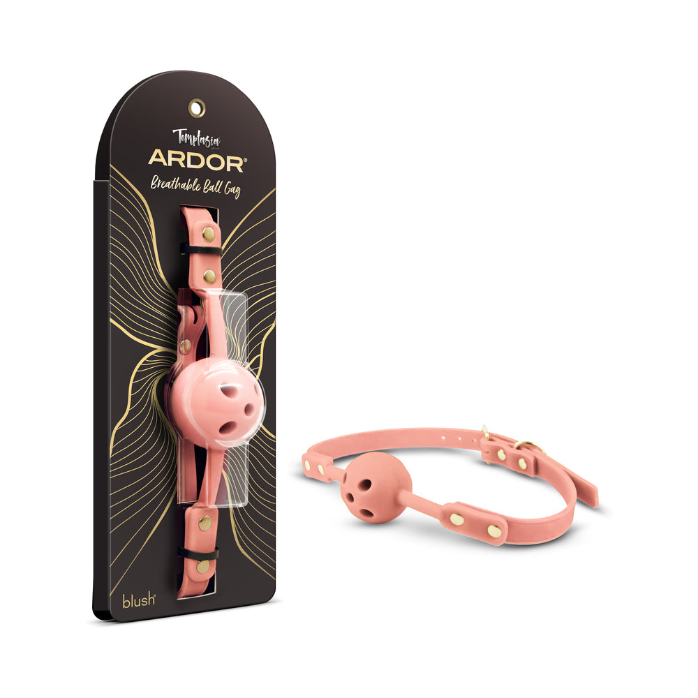 Temptasia Ardor Ball Gag Pink Temptasia Ardor pink ball gag with black retail display card