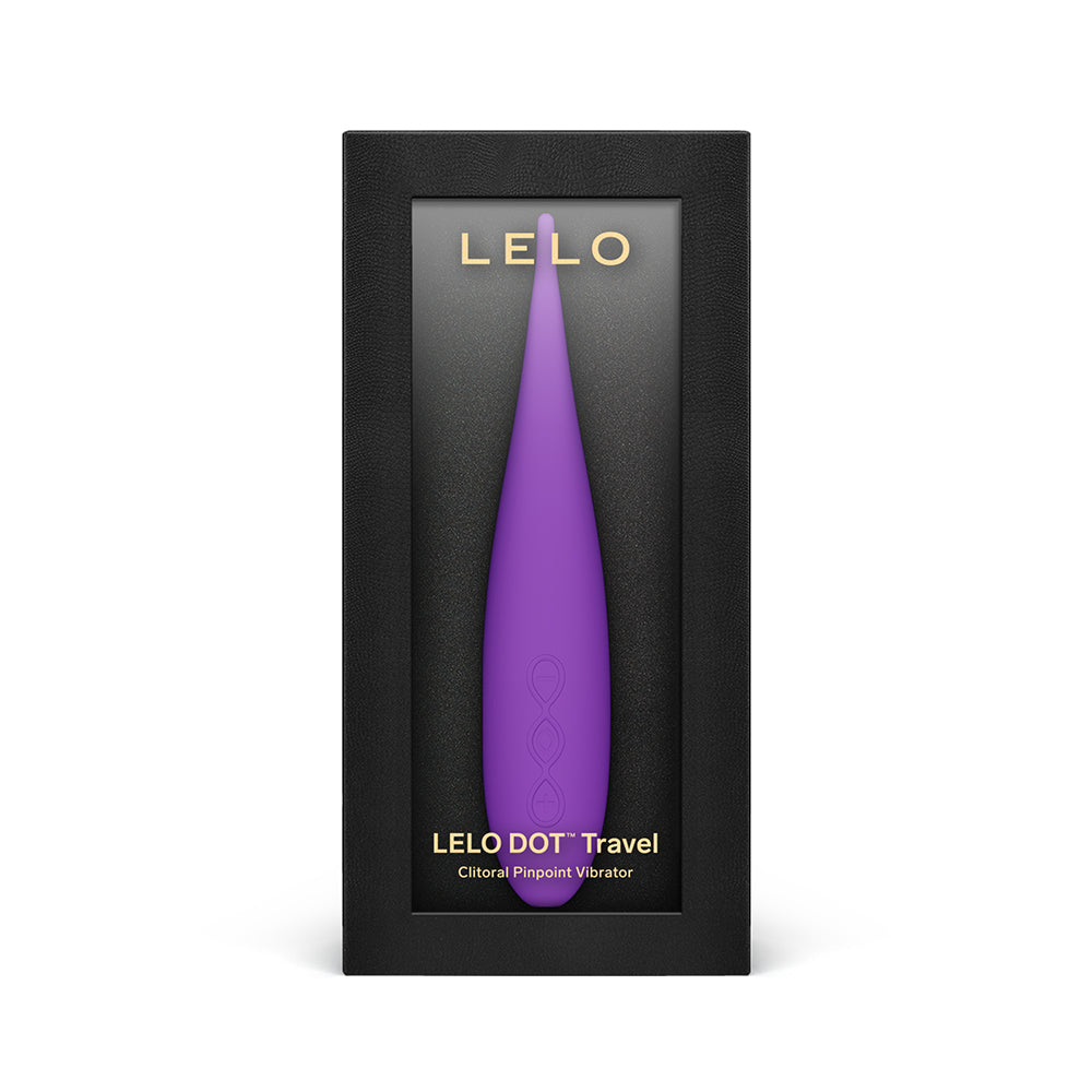 LELO DOT Travel Clitoral Pinpoint Vibrator Purple purple LELO DOT Travel vibrator displayed in black retail box