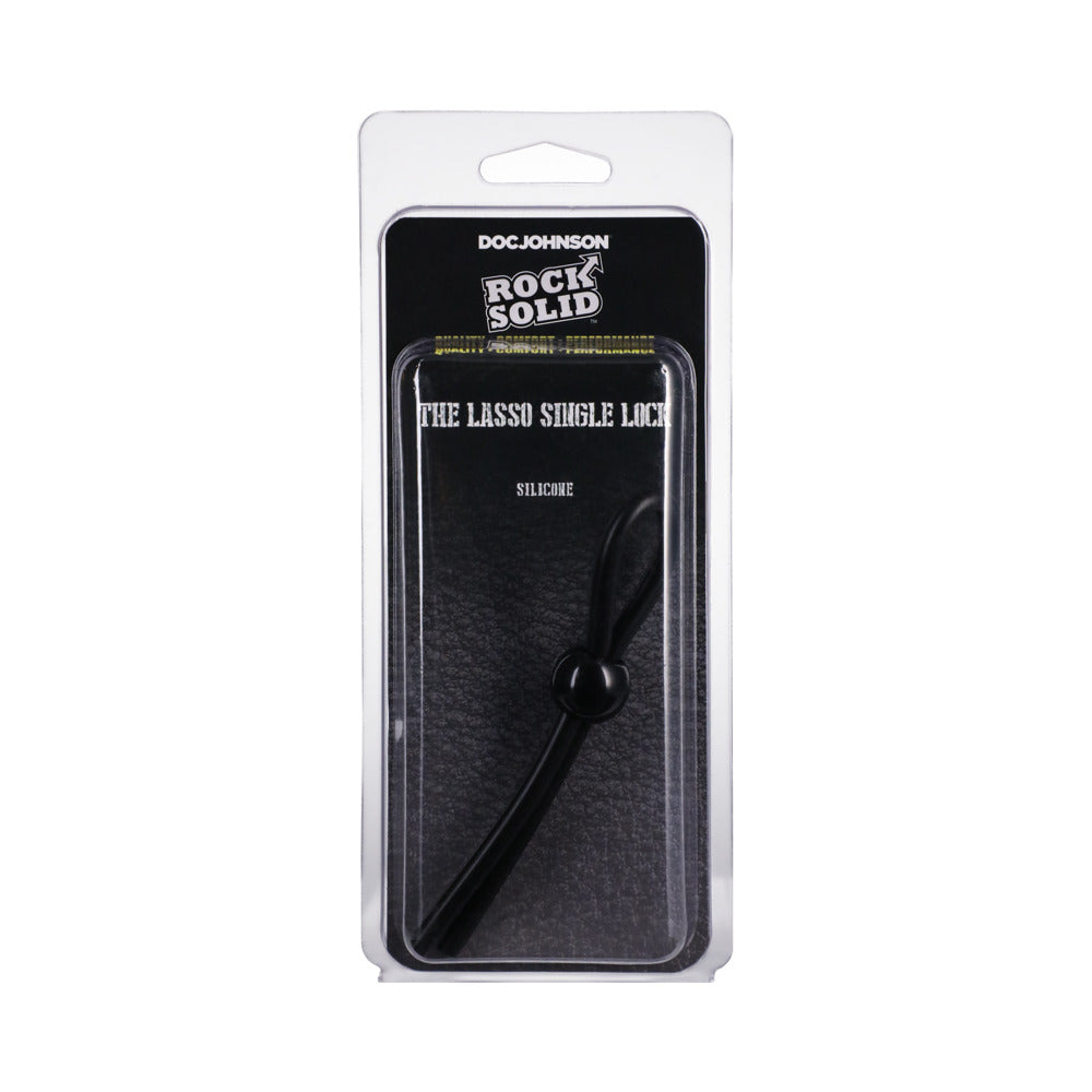 Rock Solid The Lasso/Bolo Single Lock Adjustable Black Rock Solid Black Lasso Ring clear clamshell package front