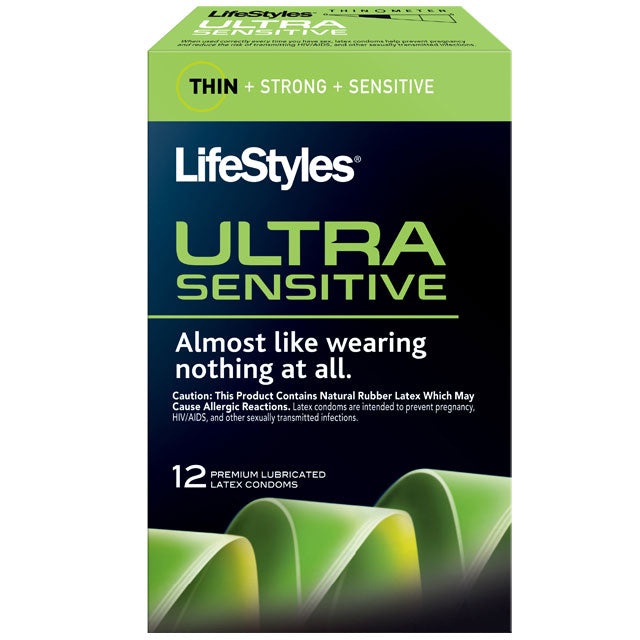 LifeStyles Ultra Sensitive Condoms (12 pack) Black and green LifeStyles Ultra Sensitive 12-condom retail box