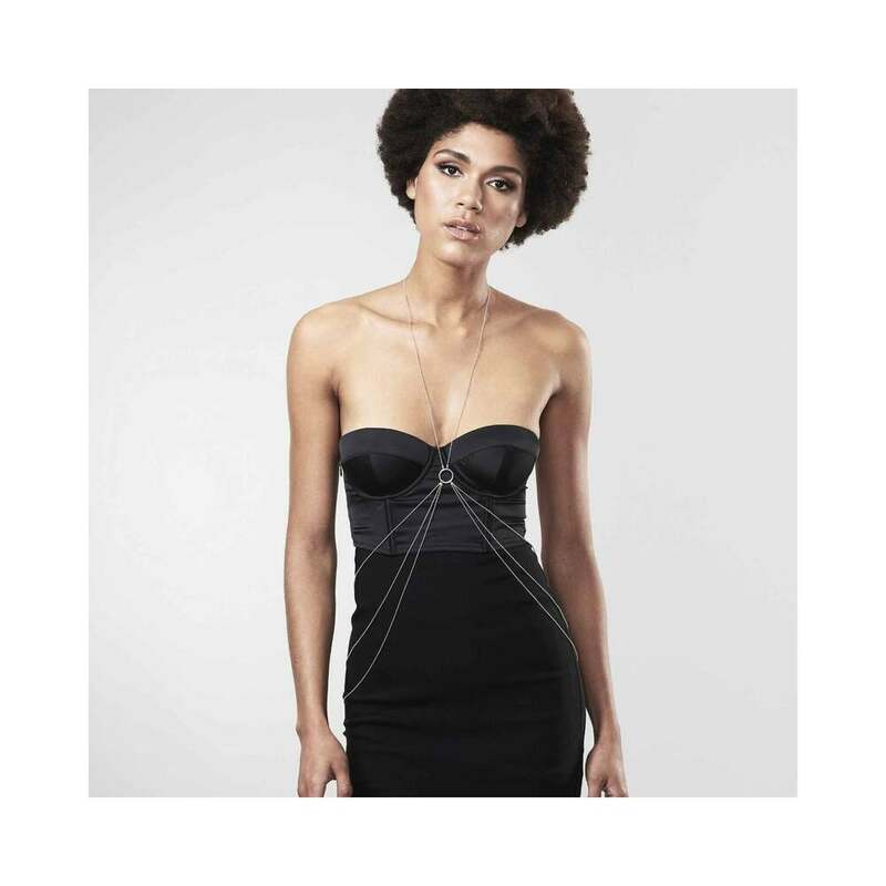 Bijoux Indiscrets Magnifique 8 Body Chain Silver silver-tone Magnifique figure-eight body chain crossing the torso and draping at the waist