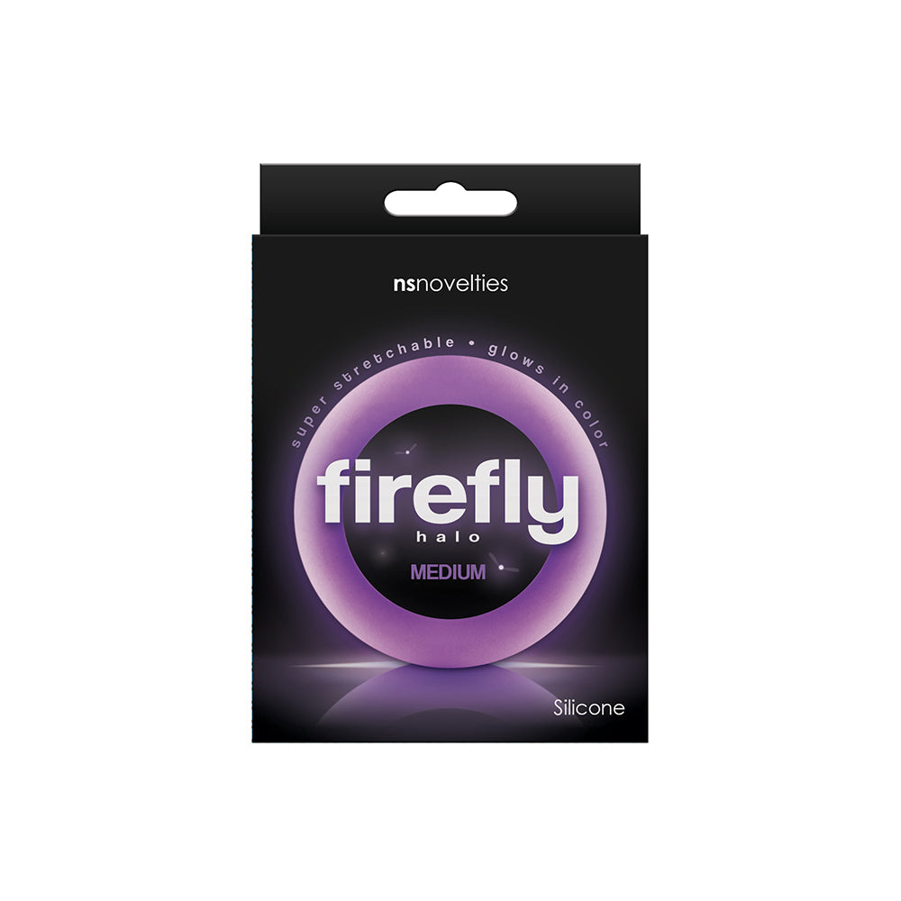 Firefly Halo Cock Ring Medium Purple Firefly Halo Medium Purple Silicone Ring package