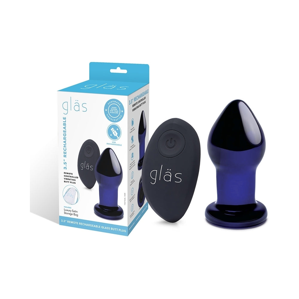 Glas 3.5 in. Rechargeable Remote-Controlled Vibrating Butt Plug Glas 3.5 in. Rechargeable Remote-Controlled Vibrating Butt Plug