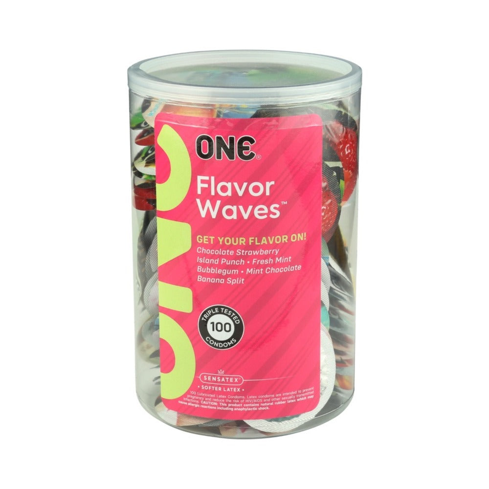 One Flavor Waves Display Bowl (100) One Flavor Waves Clear Display Bowl with 100 condom packets