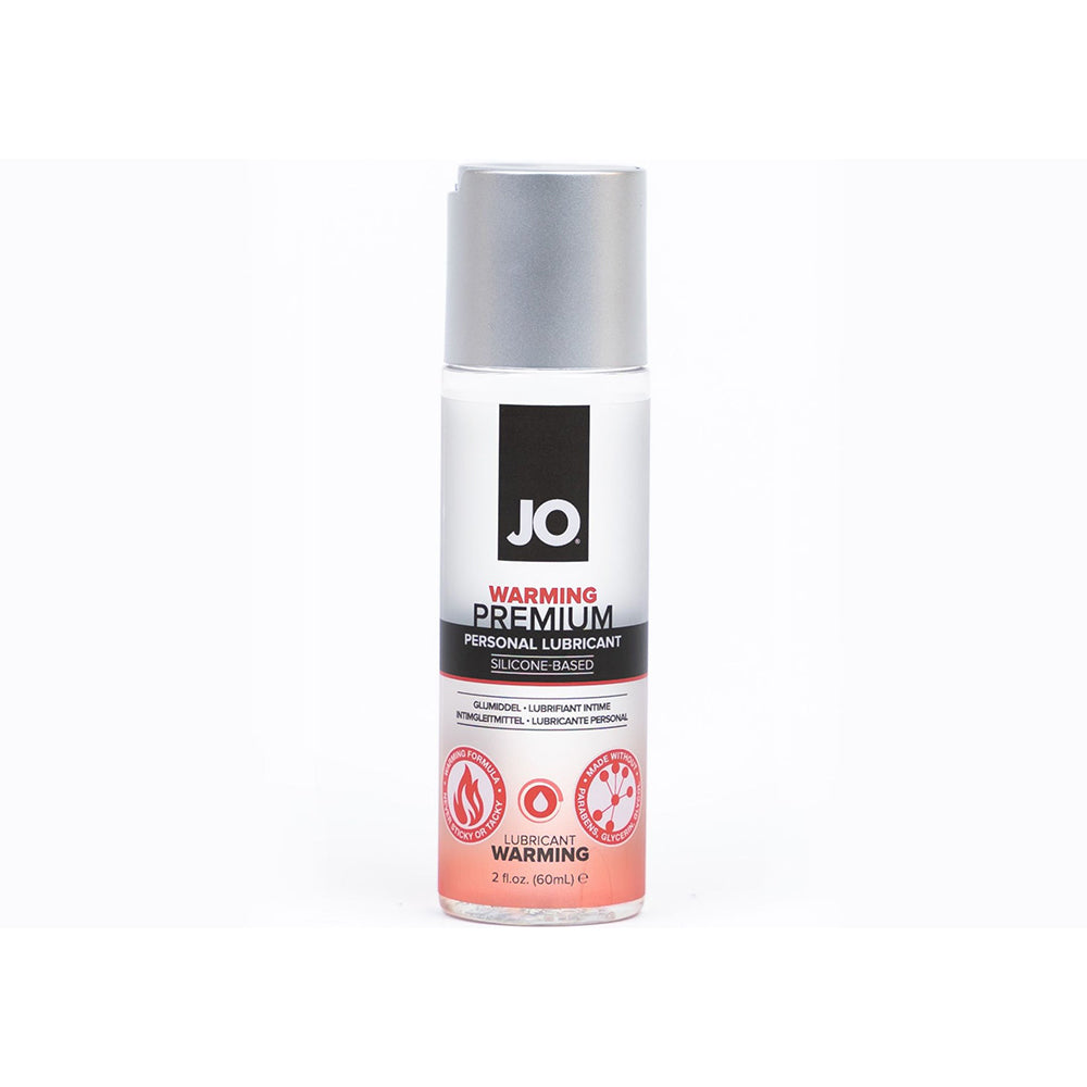 JO Premium Warming Silicone-Based Lubricant 2 oz. System JO Premium Warming two-ounce silver-capped bottle
