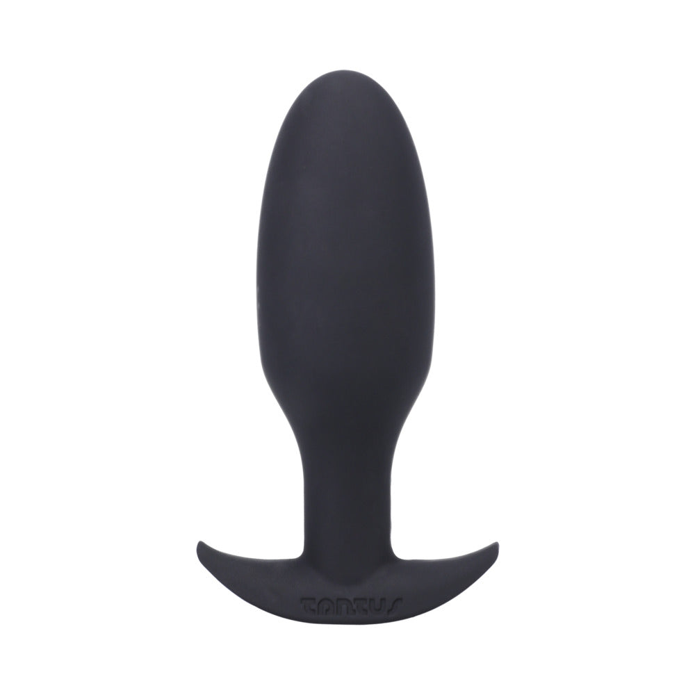 Tantus Ryder Plug Onyx (Bag) Tantus Ryder Onyx black plug front view of rounded body and curved base