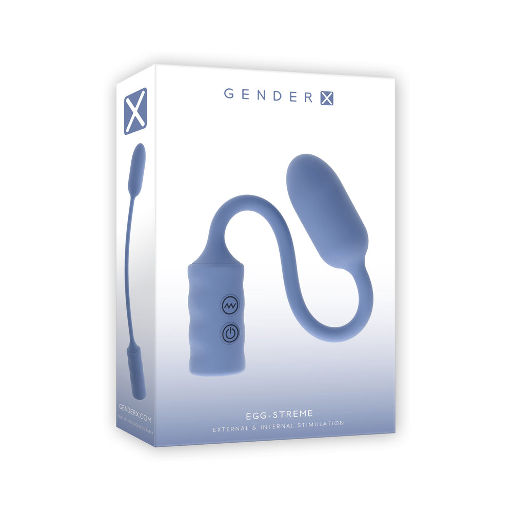 Gender X Egg-Streme Blue Gender X Egg-Streme blue vibrator in white retail box
