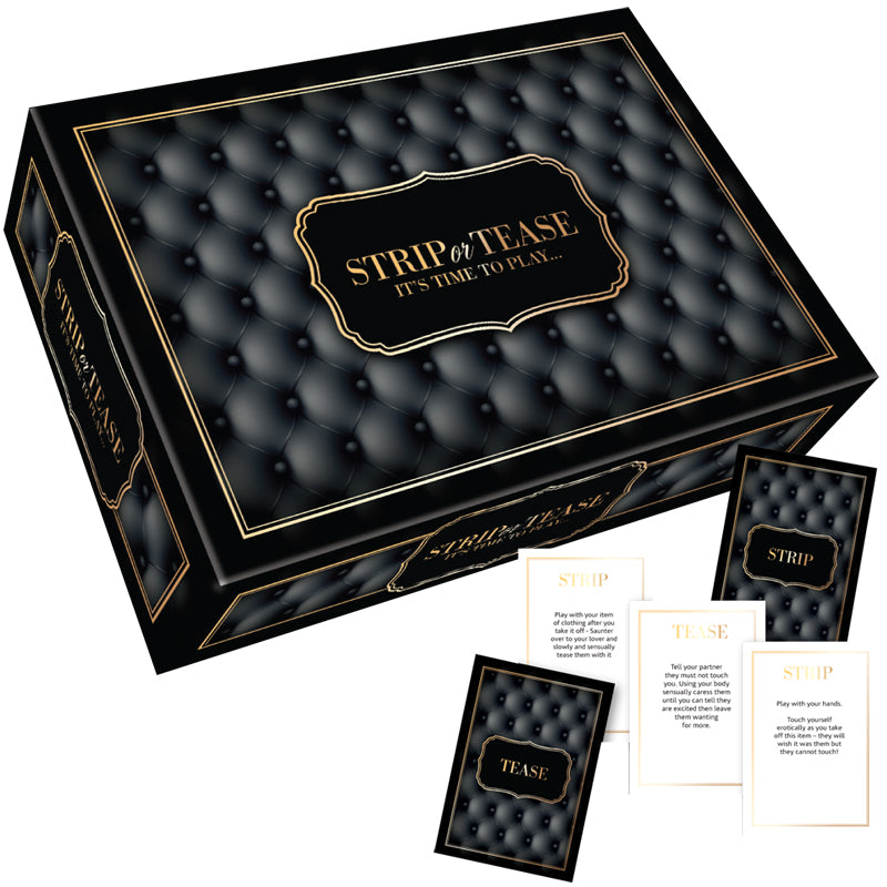 Strip or Tease Game Strip or Tease Game black gold game box with cards and booklet pieces