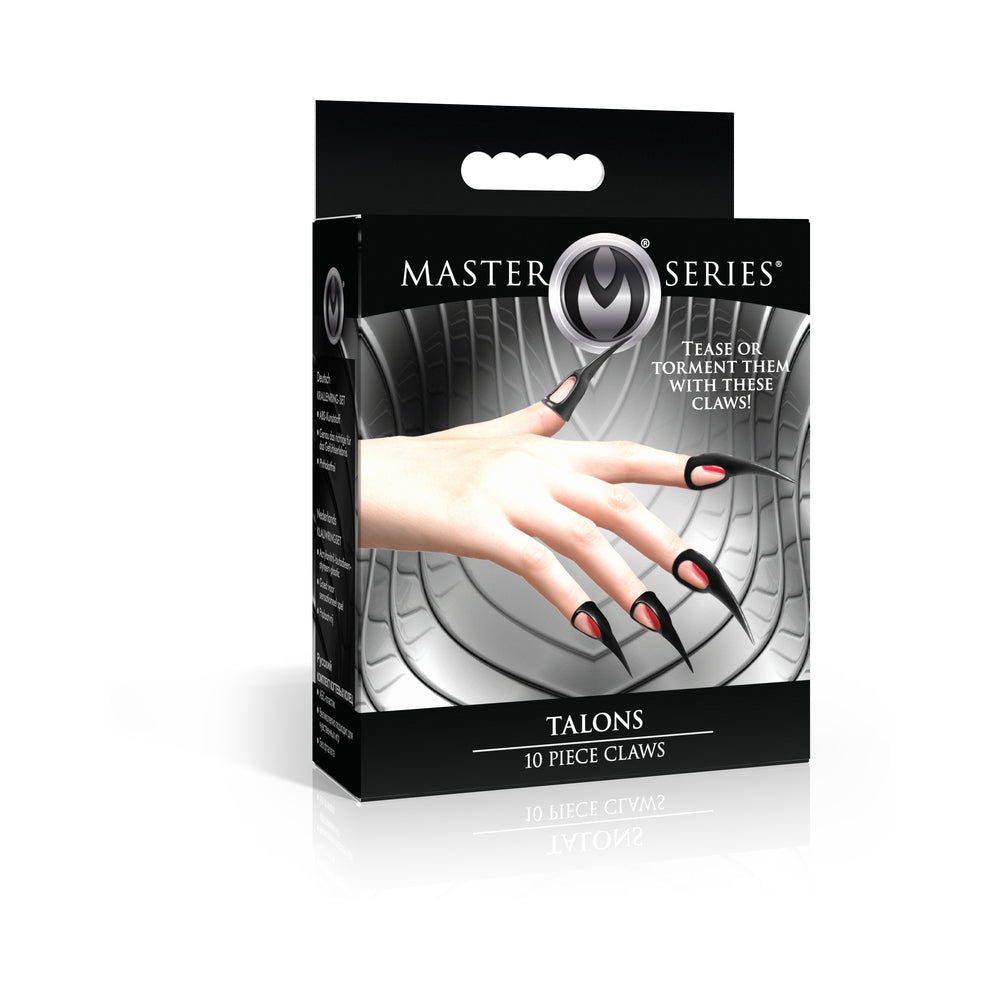 Master Series 10-Piece Sensation Play Rings XR Brands Master Series Talons 10-piece black claw rings inside black retail carton
